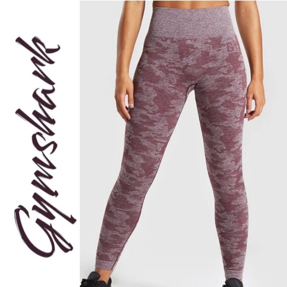 GYMSHARK Adapt Camo Seamless Full Length Leggings Winter Berry, Size Small - Picture 3 of 13